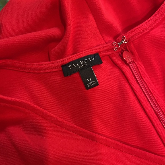Talbots Flounce Hem Red Dress Large Petite - Picture 3 of 6
